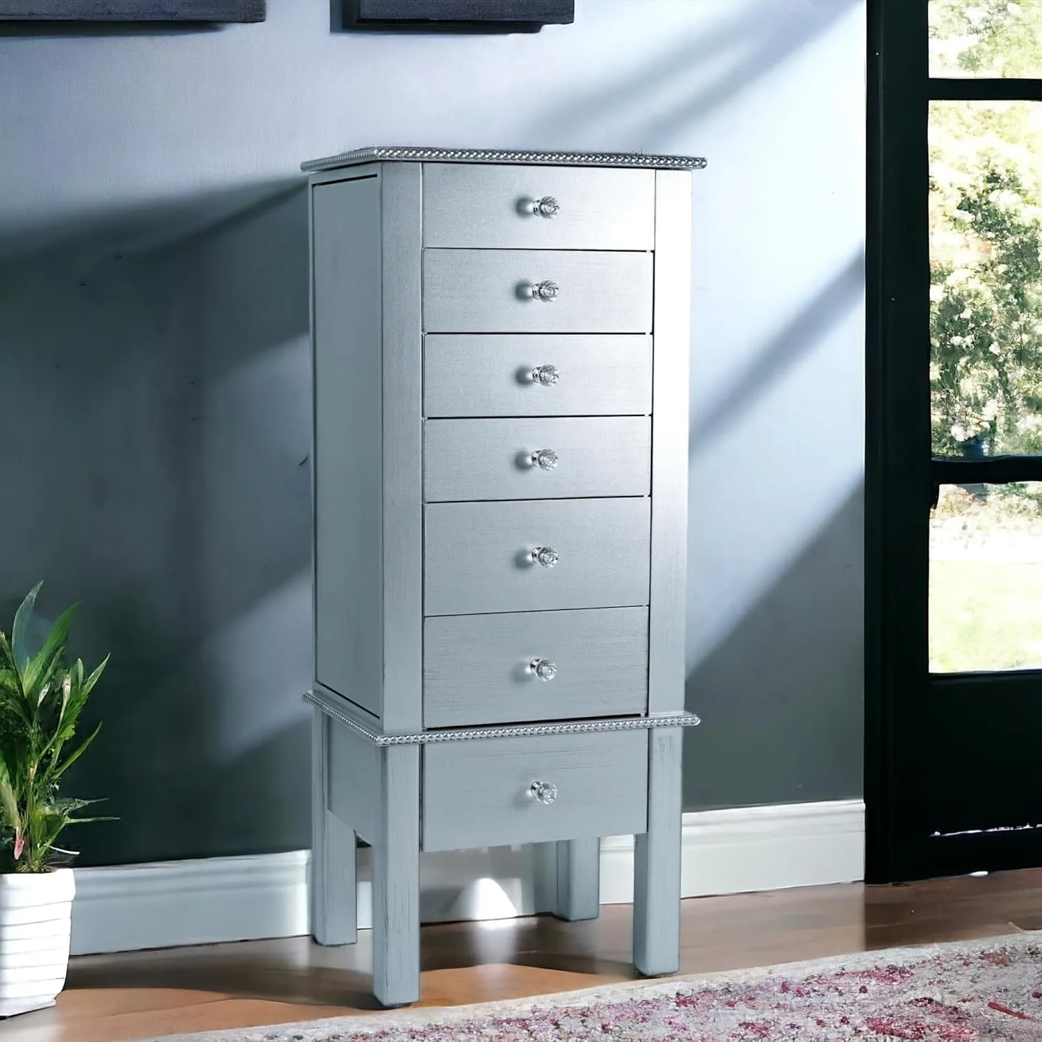 Hives and Honey Crystal Jewelry Armoire, Silver