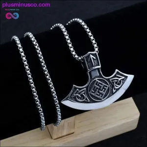 HNSP Punk Thor Axe Stainless steel chain pendant necklace
