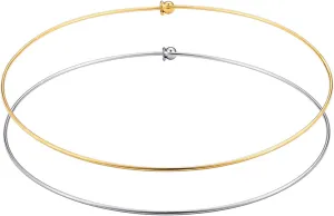 HooAMI Stainless Steel Silver Choker Necklace for Women