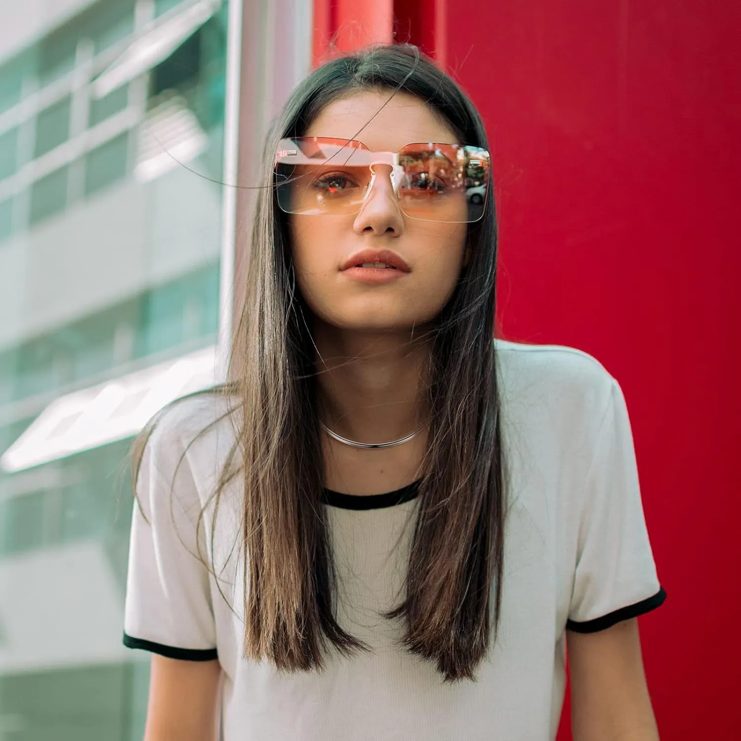 HooAMI Stainless Steel Silver Choker Necklace for Women