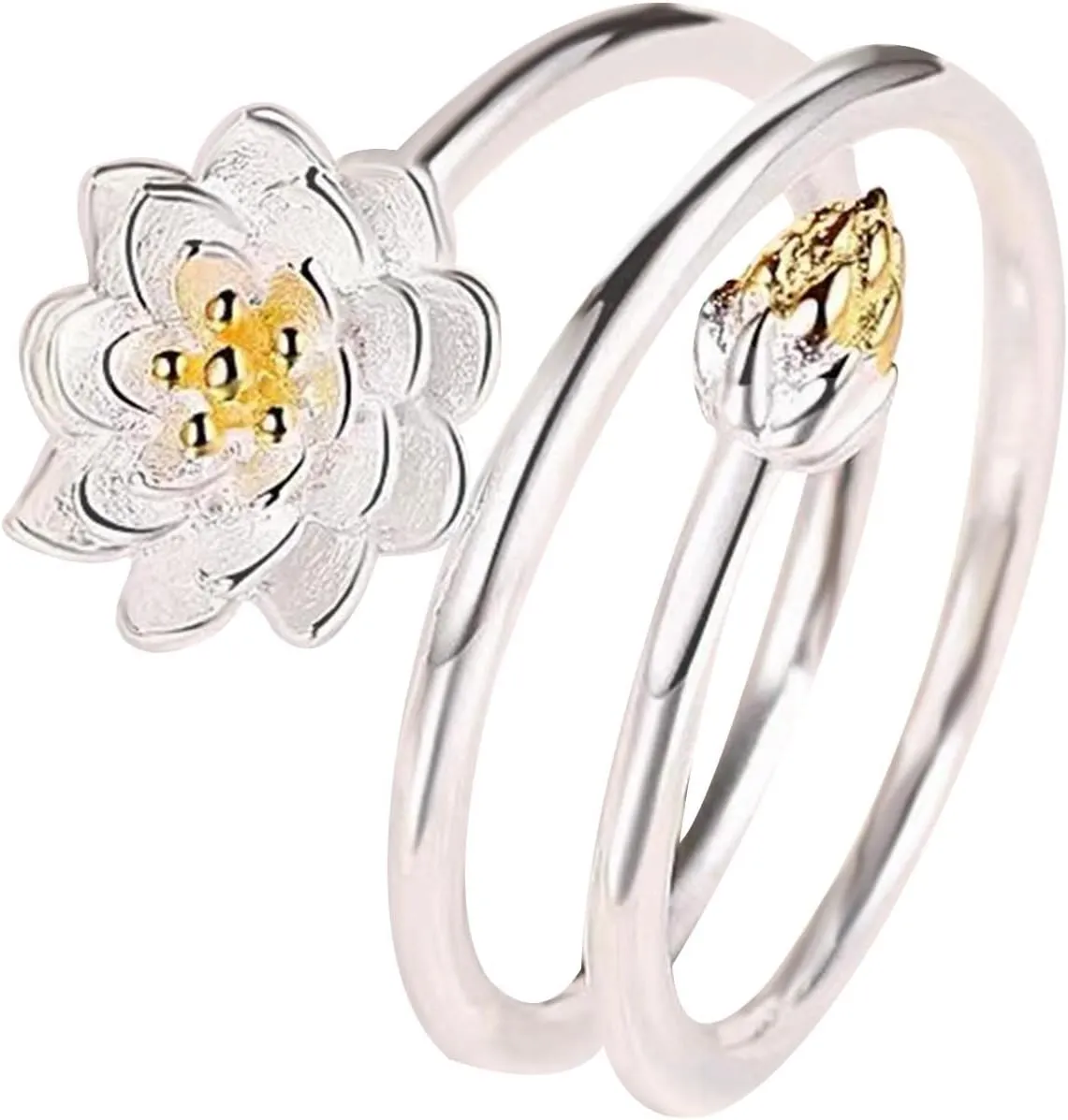 HSQYJ Adjustable Crystal Zircon Sun Flower Cocktail Weding Ring Rings Rhinestone Floral Stacking Statement Rings Uniquely Stylish Fashion Creative Jewelry for Women