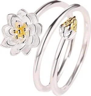 HSQYJ Adjustable Crystal Zircon Sun Flower Cocktail Weding Ring Rings Rhinestone Floral Stacking Statement Rings Uniquely Stylish Fashion Creative Jewelry for Women