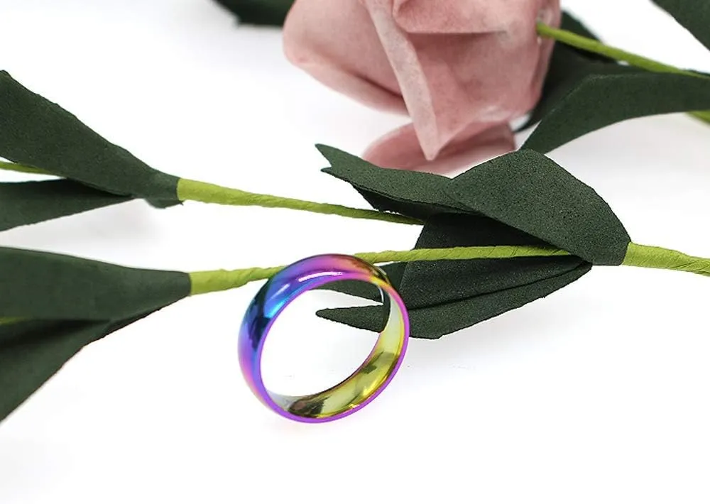 HSQYJ Rainbow Wedding Bands Stainless Steel Classic 6mm True Love Gay Lesbian Wedding Engagement Promise Band Rings Unisex Comfort Fit