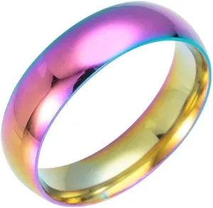 HSQYJ Rainbow Wedding Bands Stainless Steel Classic 6mm True Love Gay Lesbian Wedding Engagement Promise Band Rings Unisex Comfort Fit