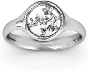 HUKQBUNX 925 Sterling Silver Vintage hollow flower women's ring personalized flower platinum women's fresh and fashionable plum blossom branch ring size 6-10