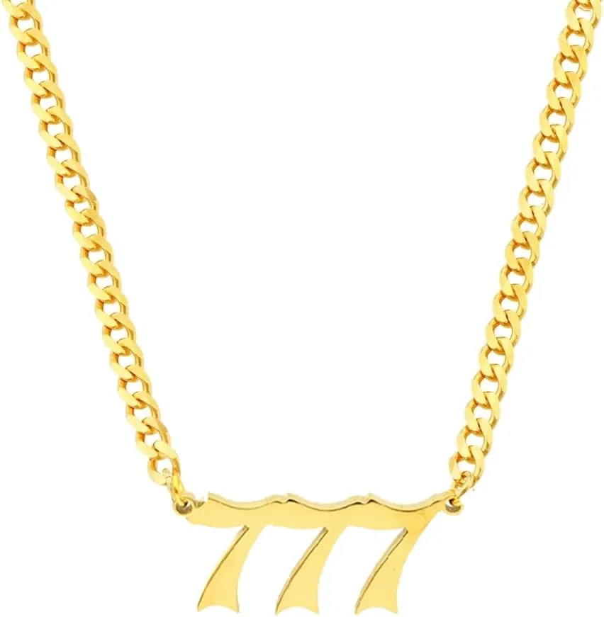 HUTINICE Angel Number Necklace, 18K Gold Plated Dainty 111 222 333 444 555 666 777 888 999 Pendants Choker Necklace For Women Numerology Minimalist Jewelry