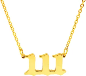 HUTINICE Angel Number Necklace, 18K Gold Plated Dainty 111 222 333 444 555 666 777 888 999 Pendants Choker Necklace For Women Numerology Minimalist Jewelry