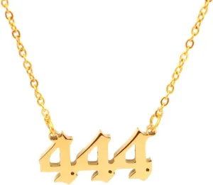 HUTINICE Angel Number Necklace, 18K Gold Plated Dainty 111 222 333 444 555 666 777 888 999 Pendants Choker Necklace For Women Numerology Minimalist Jewelry