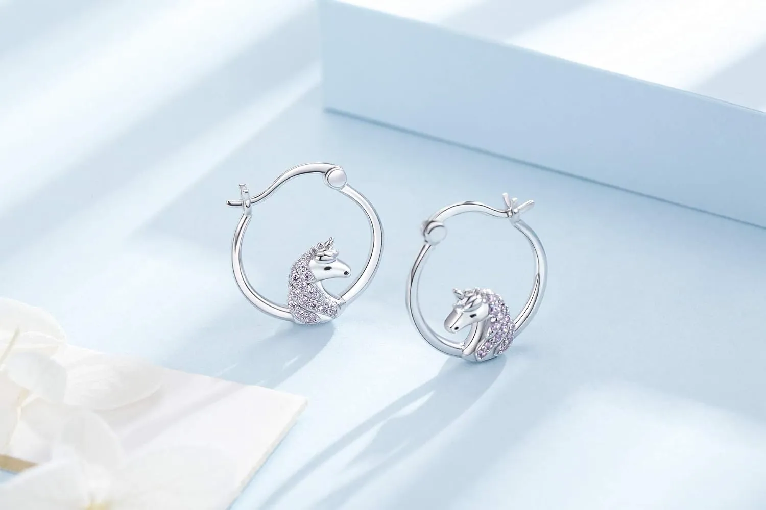 Hypoallergenic Panda/Unicorn/Hummingbird/Dolphin Hoop Earrings for Women 925 Sterling Silver Animal Huggie Hoop Earrings Jewelry Gifts for Sensitive Ears