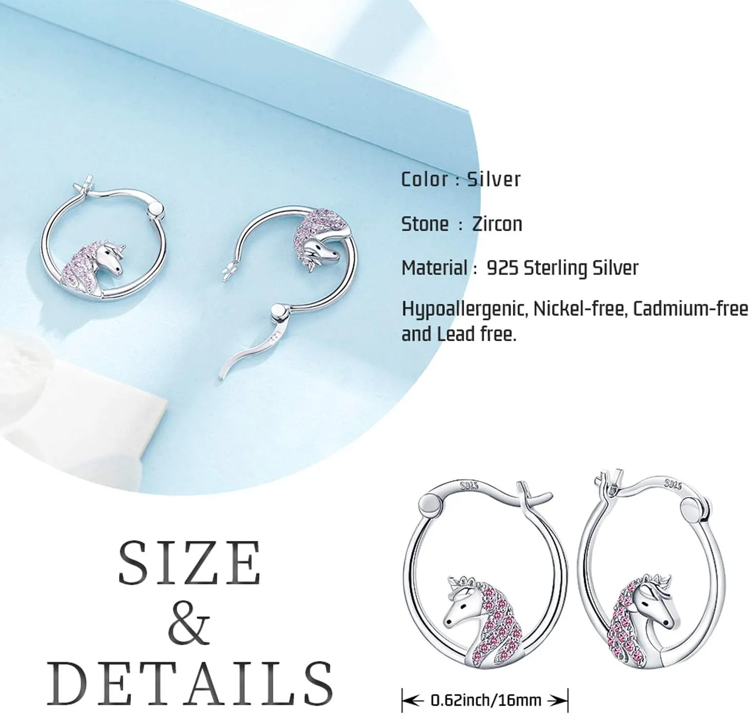 Hypoallergenic Panda/Unicorn/Hummingbird/Dolphin Hoop Earrings for Women 925 Sterling Silver Animal Huggie Hoop Earrings Jewelry Gifts for Sensitive Ears