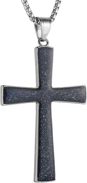 HZMAN Large Cross Necklace for Men Women Stainless Steel Retro Shiny High Polished Cross Pendant Necklace Jewelry Gift