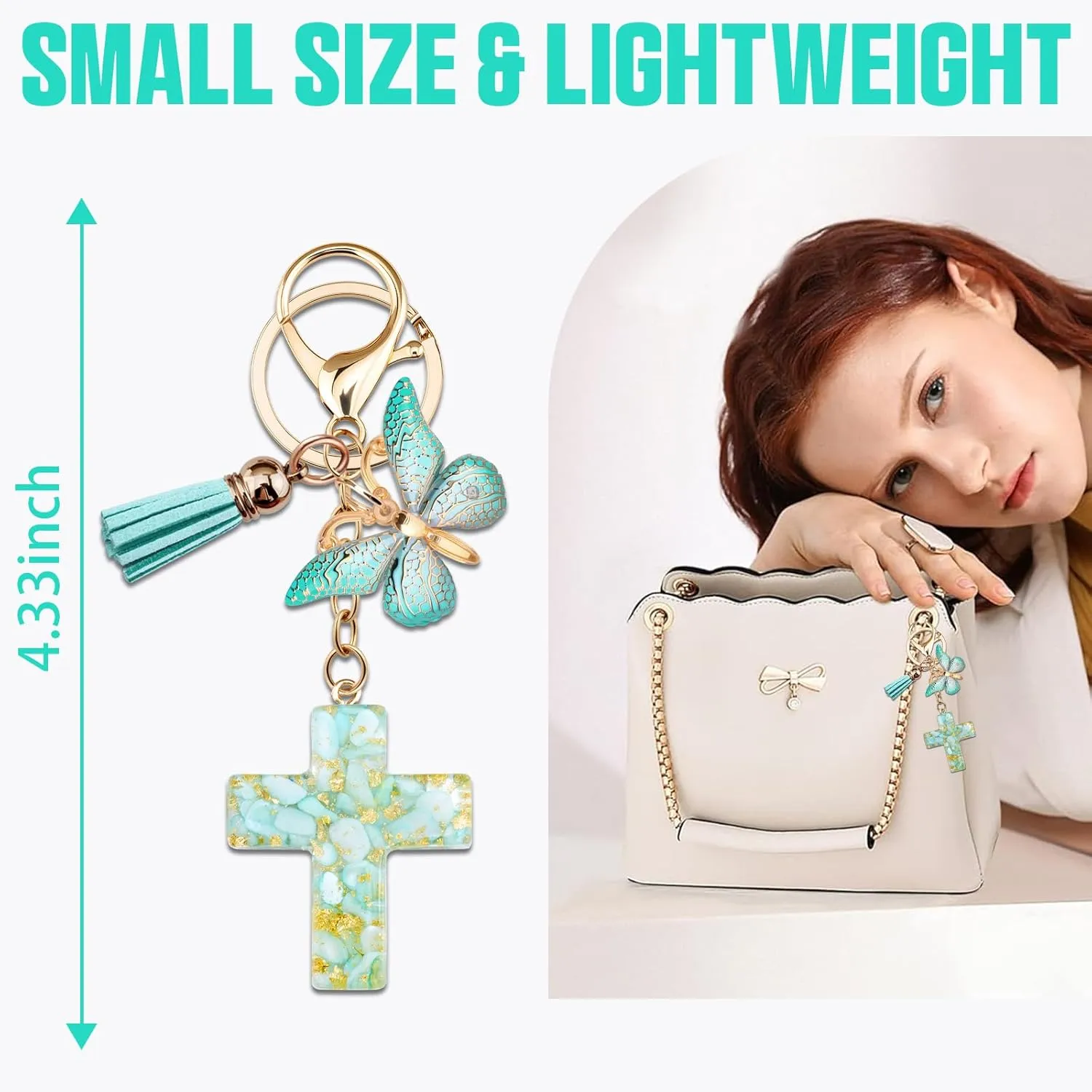 igvean Christian Gifts for Women Religious Gifts for Female Friends Sister Mom Coworker Butterfly Keychain Stocking Stuffers