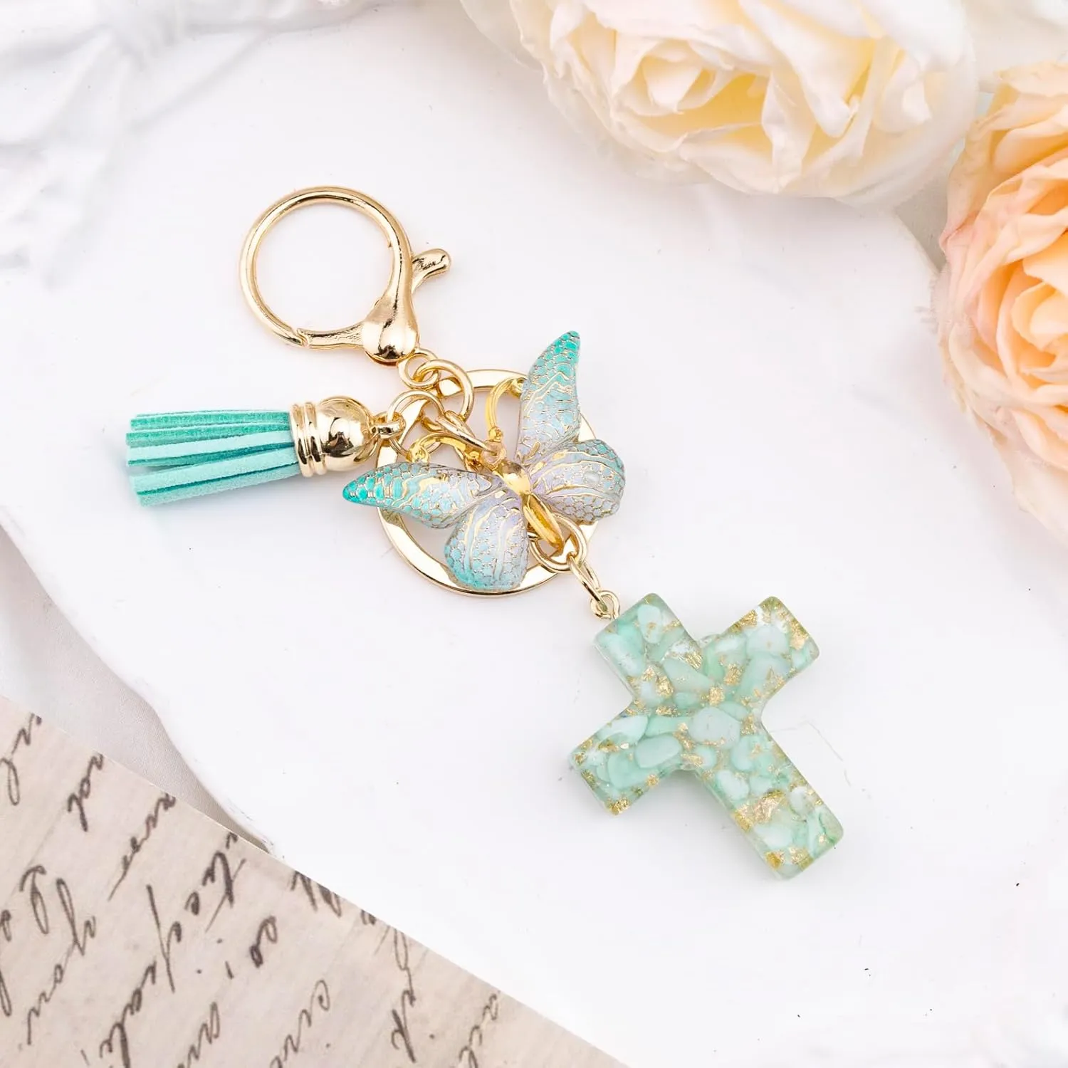 igvean Christian Gifts for Women Religious Gifts for Female Friends Sister Mom Coworker Butterfly Keychain Stocking Stuffers
