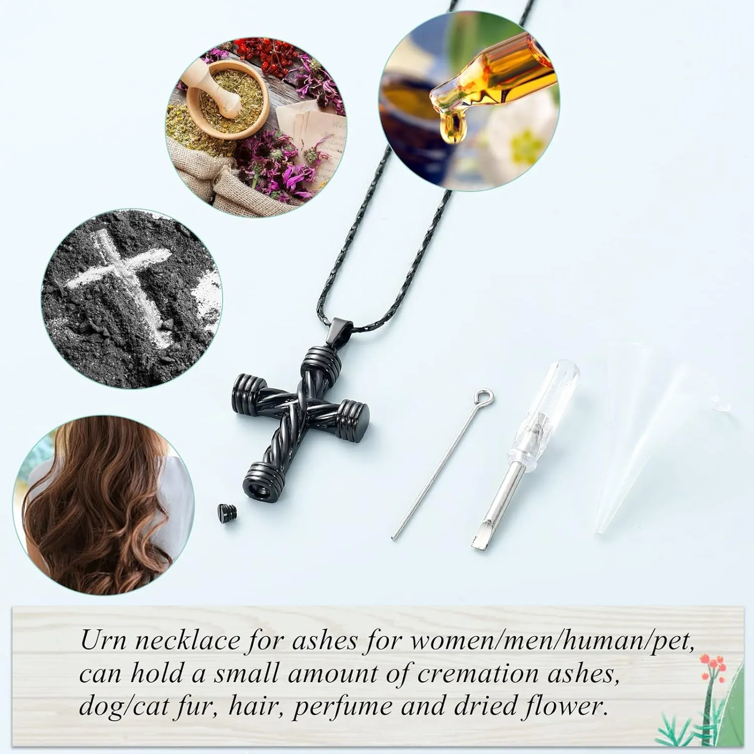 Imrsanl Cremation Jewelry for Ashes Cross Memorial Urn Necklace Pendant Keepsake Religious Cross Ashes Jewelry
