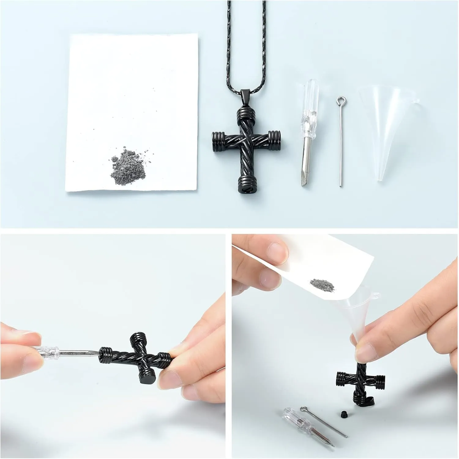 Imrsanl Cremation Jewelry for Ashes Cross Memorial Urn Necklace Pendant Keepsake Religious Cross Ashes Jewelry
