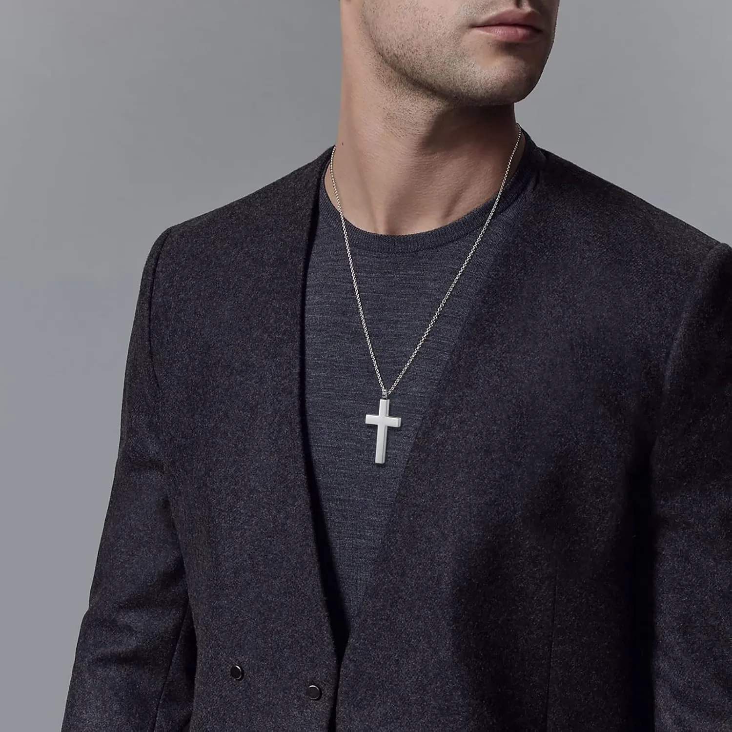 Imrsanl Crystal Cross Necklace for Ashes - Stainless Steel Keepsake Cremation Jewelry - Religious Cross Memorial Urn Necklace for Pet Human Ashes Pendant