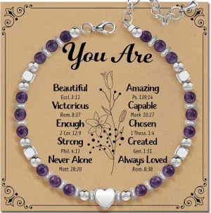Inspirational Gifts Bracelets for Women Healing Natural Stone Beaded Bracelets - Friendship Encouragement Gifts for Women, Friends, Sister, Bestie, BFF, Mom, Daughter, Coworkers