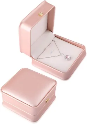 iSuperb 2 Pcs Pendant Box Necklace Bracelet Gift Box Jewelry Box PU Leather Chain Box Jewelry Display Case for Wedding Christmas Engagement Proposal