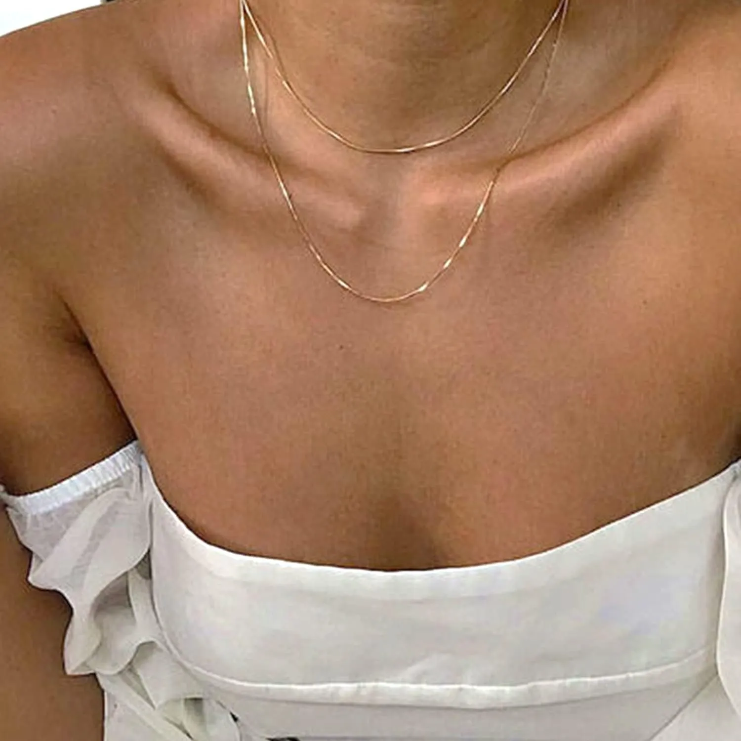 Jewelry Affairs 10k Real Solid Gold Mirror Box Chain Necklace, 0.6mm