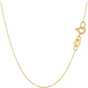 Jewelry Affairs 10k Real Solid Gold Mirror Box Chain Necklace, 0.6mm