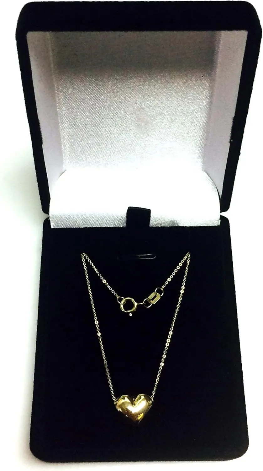 Jewelry Affairs Real Gold Puffed Heart Pendant Necklace, 18"