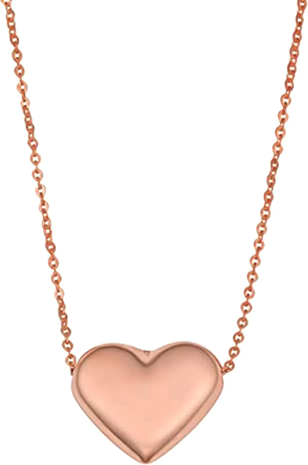 Jewelry Affairs Real Gold Puffed Heart Pendant Necklace, 18"