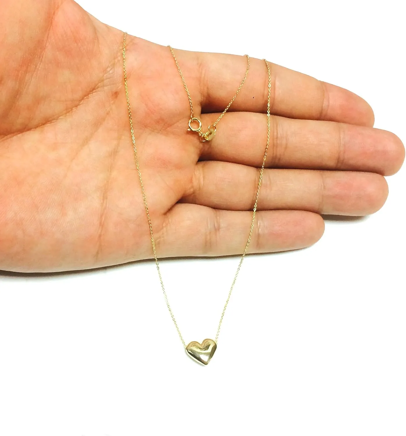 Jewelry Affairs Real Gold Puffed Heart Pendant Necklace, 18"