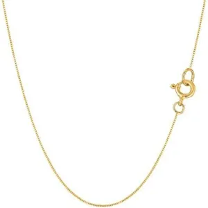 Jewelry Affairs Solid 925 Sterling Silver, 22K Gold Plated Box Style Chain Necklace, 0.8mm