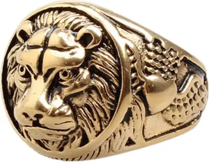 Jewelry Men's Stainless Steel Ring Lion Head Shield Biker Vintage