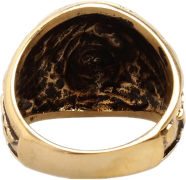 Jewelry Men's Stainless Steel Ring Lion Head Shield Biker Vintage