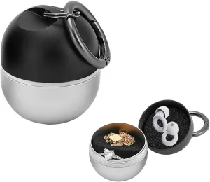 Jewelry Storage Box Case Gym Storage Jewelry Storage Box Case, Ring Organizer Container with Protective Sponge,Jewelry Care Protective Ring Holder with Keychain (1-Tier Black with Silver)