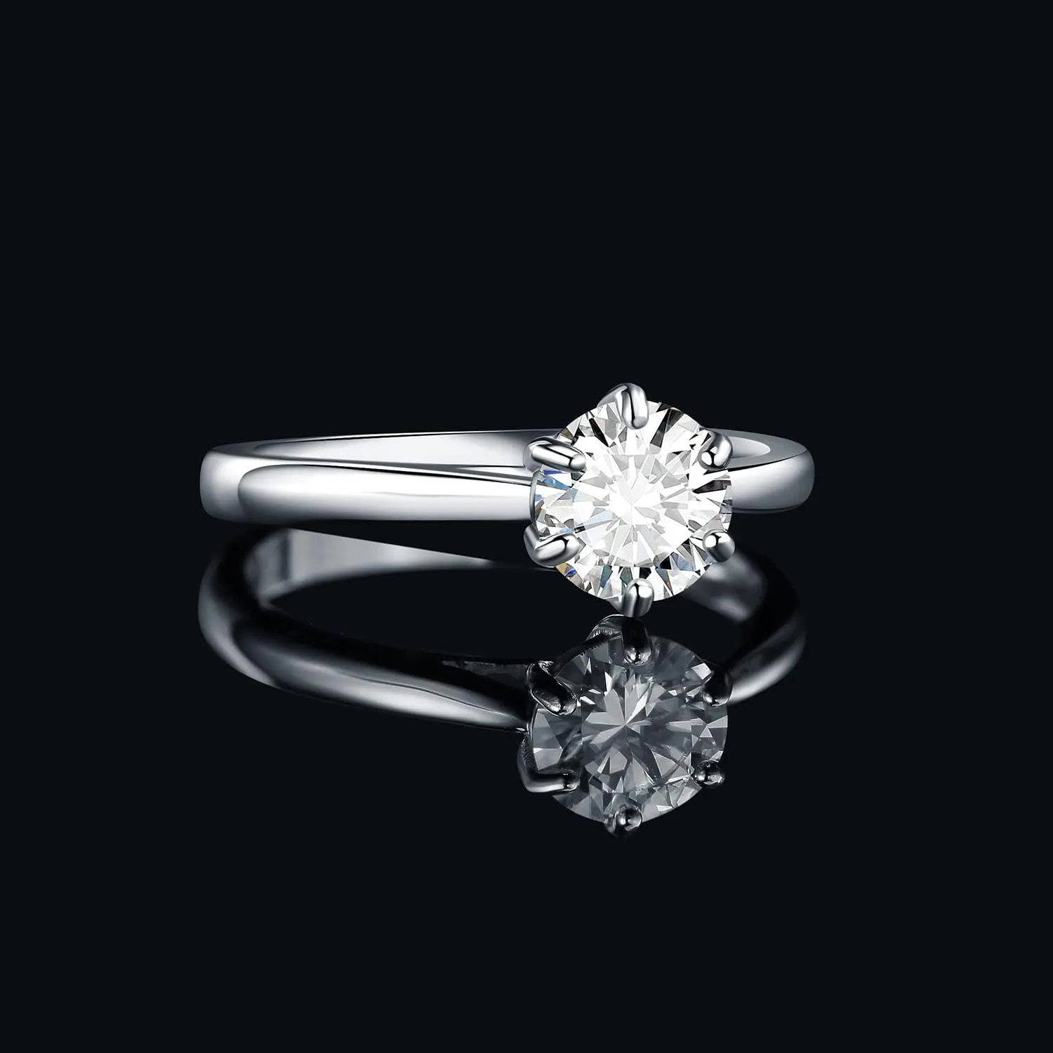 JewelryPalace Classic 1-3ct Round Cut Cubic Zirconia Solitaire Engagement Rings for Women, 14K White Yellow Rose Gold Plated 925 Sterling Silver Promise Ring, Simulated Diamond Anniversary Rings