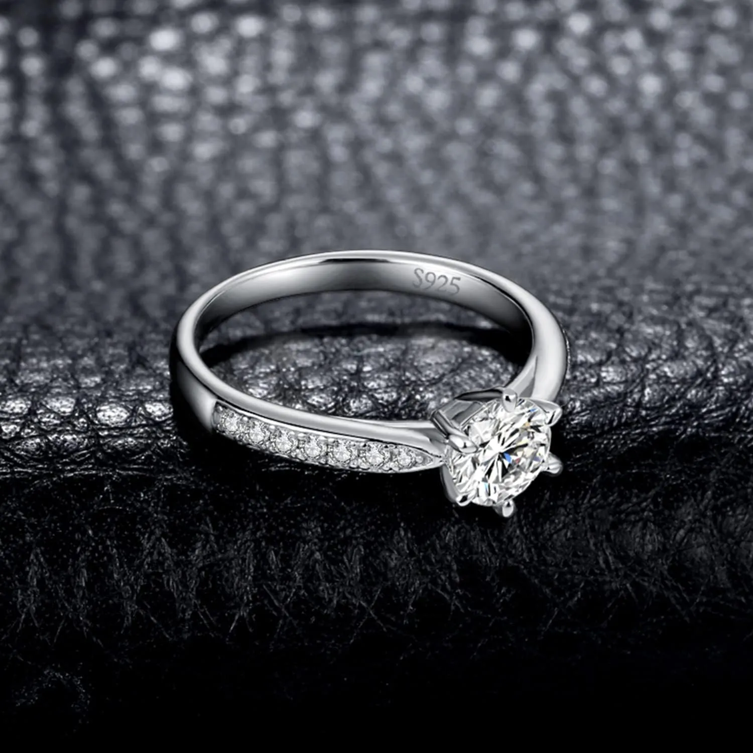 JewelryPalace Classic 1ct 2ct 3ct Moissanite Solitaire Engagement Rings for Women, 925 Sterling Silver Promise Ring for Her, Round Cut Simulated Diamond Anniversary Wedding Rings D-F VVS Size 4-12