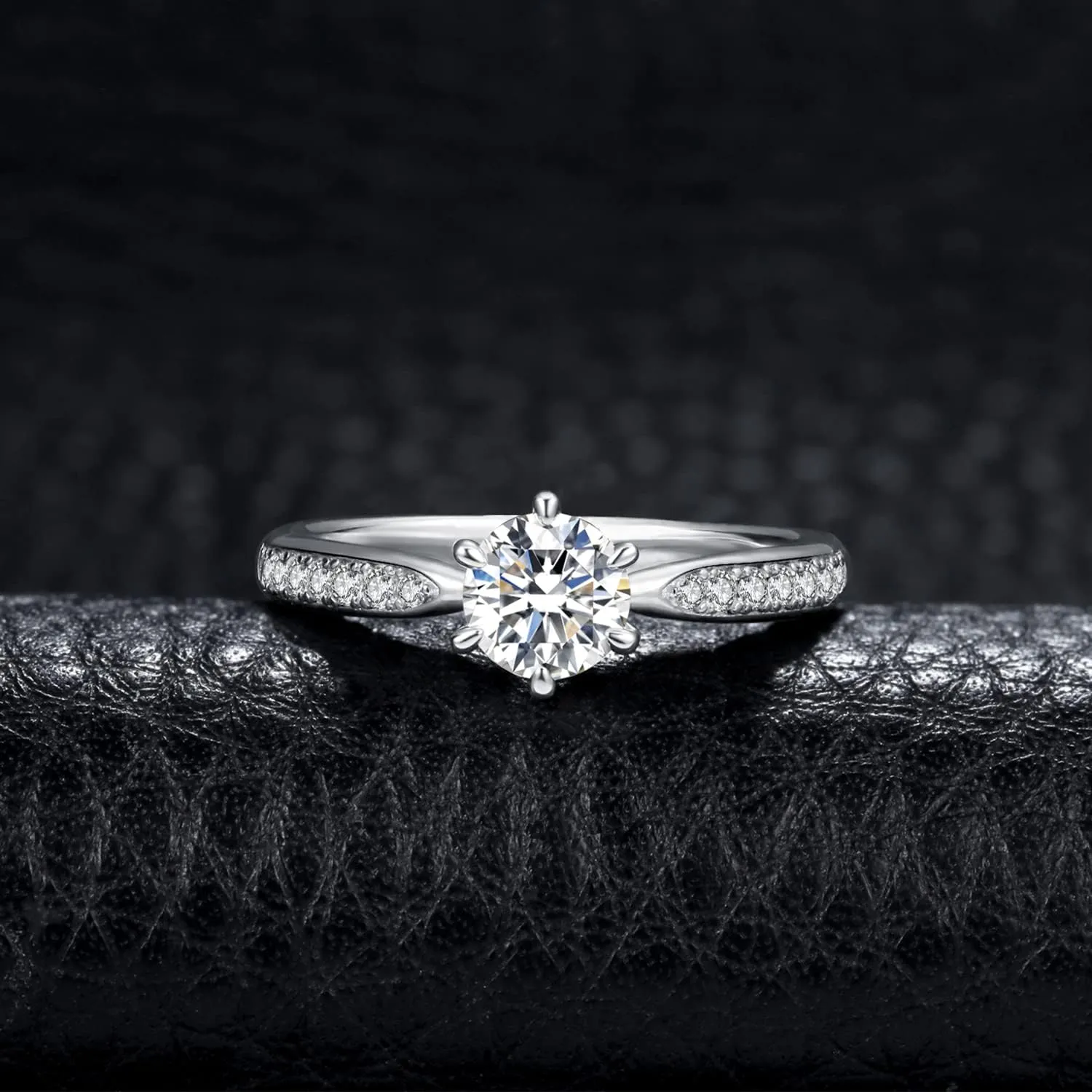 JewelryPalace Classic 1ct 2ct 3ct Moissanite Solitaire Engagement Rings for Women, 925 Sterling Silver Promise Ring for Her, Round Cut Simulated Diamond Anniversary Wedding Rings D-F VVS Size 4-12