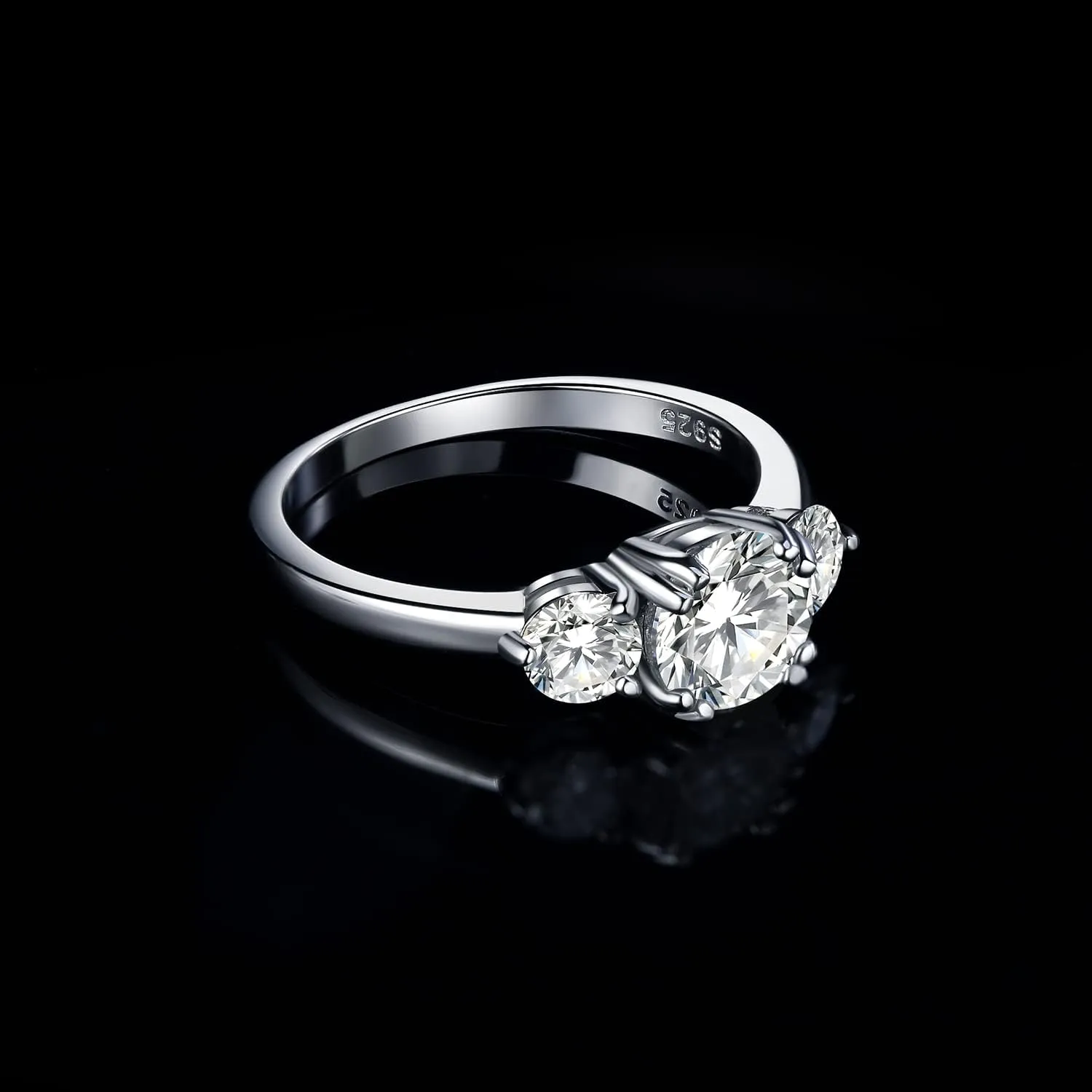 JewelryPalace Classic 1ct 3 Stone Moissanite Solitaire Engagement Rings for Women, 925 Sterling Silver 14K Gold Promise Ring for Her, Round Cut Simulated Diamond Wedding Rings H-J Size 5-12