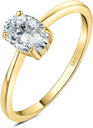 JewelryPalace Oval Shape 1ct 2ct Moissanite Solitaire Engagement Rings for Women, Classic 925 Sterling Silver Promise Ring for Her, Simulated Diamond Anniversary Wedding Ring VVS D-F