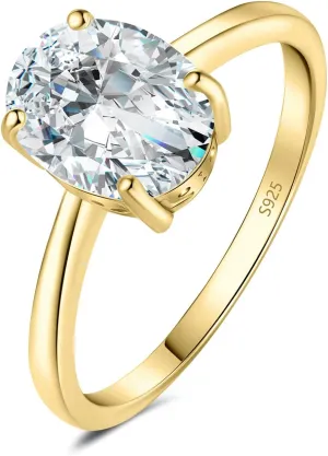 JewelryPalace Oval Shape 1ct 2ct Moissanite Solitaire Engagement Rings for Women, Classic 925 Sterling Silver Promise Ring for Her, Simulated Diamond Anniversary Wedding Ring VVS D-F