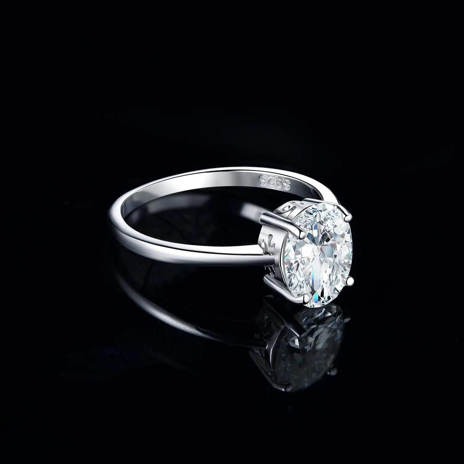 JewelryPalace Oval Shape 1ct 2ct Moissanite Solitaire Engagement Rings for Women, Classic 925 Sterling Silver Promise Ring for Her, Simulated Diamond Anniversary Wedding Ring VVS D-F