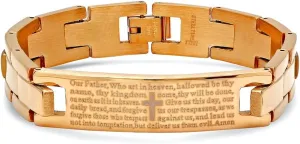 JewelryWeb Stainless Steel Rose tone Mens Lords Prayer Religious Link Bracelet-Link-Bracelet for Men