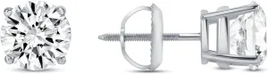 Jewels Prim 4 Ct Created Diamond Round Real 950 Platinum Stud Earrings Basket Screw Back