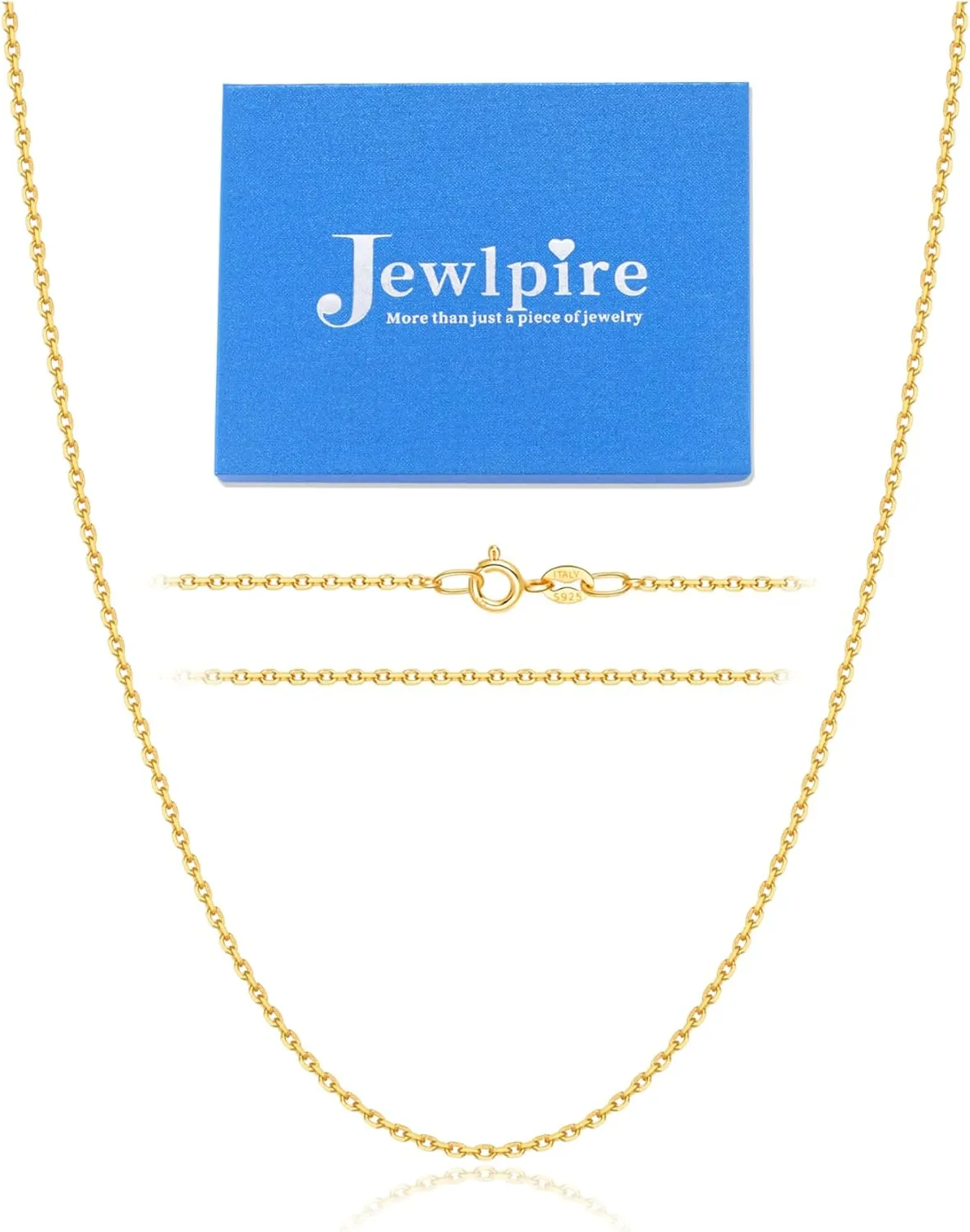 Jewlpire Italian Real 925 Sterling Silver Chain Necklace for Women, 1.2mm Cable Chain Sturdy & Shiny Women's Chains Necklaces 16 18 20 22 24 Inch