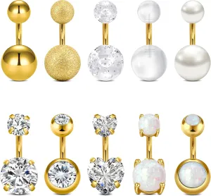 JFORYOU 1/4 Inch Short Belly Button Rings 14G 6mm Stainless Steel Short Belly Navel Button Rings for Women Men