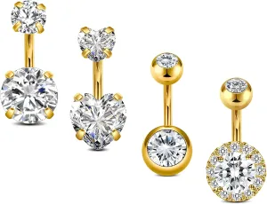 JFORYOU 1/4 Inch Short Belly Button Rings 14G 6mm Stainless Steel Short Belly Navel Button Rings for Women Men