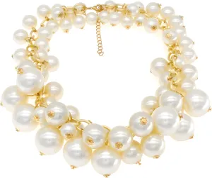 JNF Multi Strand Pearl Necklace for Women Bridal Wedding Pearl Statement Necklace Costume Pearls Necklaces for Ladies Party