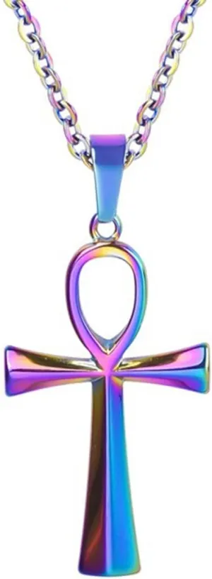 Jude Jewelers Stainless Steel Ankh Cross Religious Classic Plain Prayer Pendant Necklace