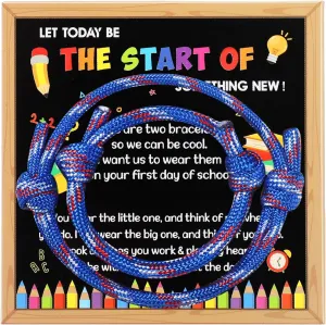 Junkin First Day of School Bracelets Back to School Gifts Kindergarten Mommy and Me Bracelets for Girls Boys Dad Wish (Cute Style)