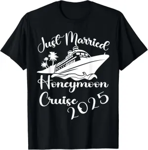 Just Married 2025 Wedding Rings Matching Couple Newlyweds T-Shirt