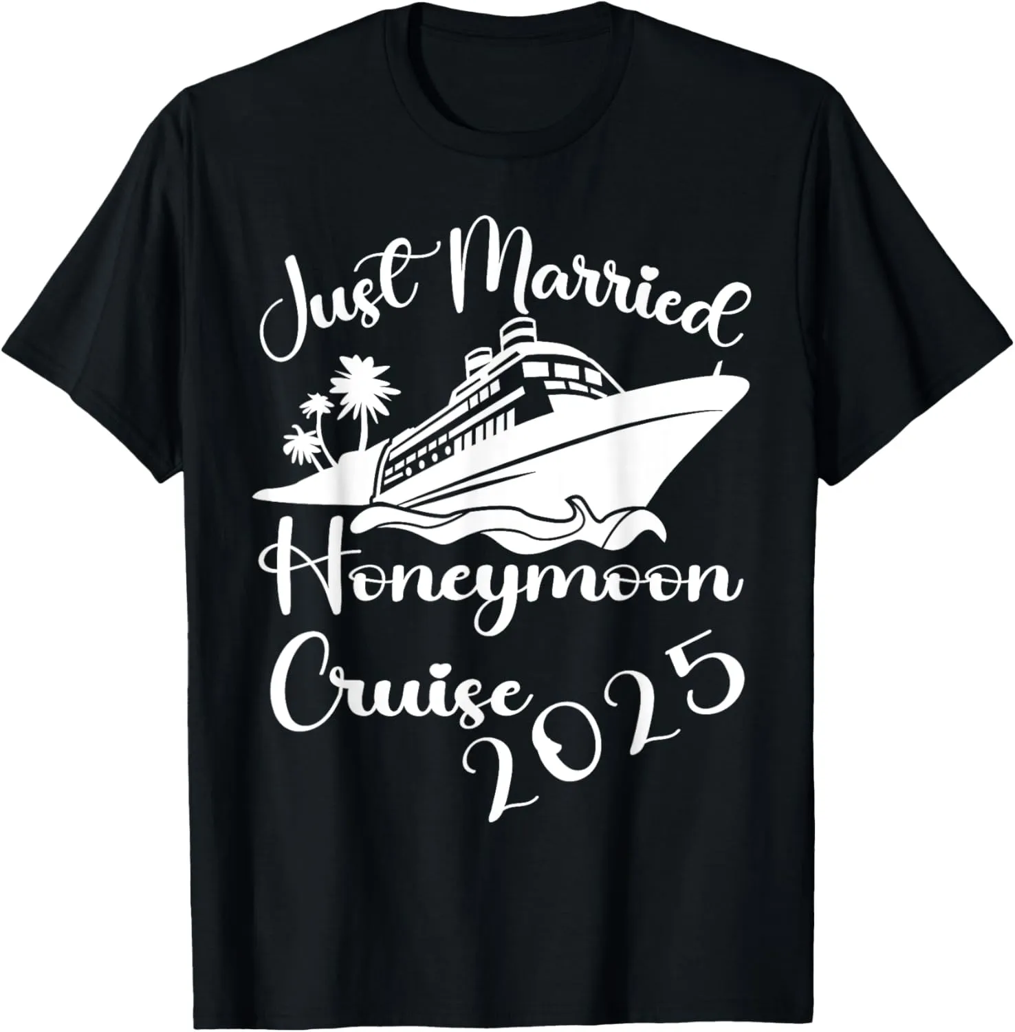 Just Married 2025 Wedding Rings Matching Couple Newlyweds T-Shirt