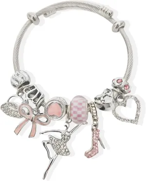 Kawaii Charm Bracelet for Girls, Adjustable Silver Stainless Steel Bracelet, Fashion Cartoon Bracelet Suitable Women Girls Holiday Gift
