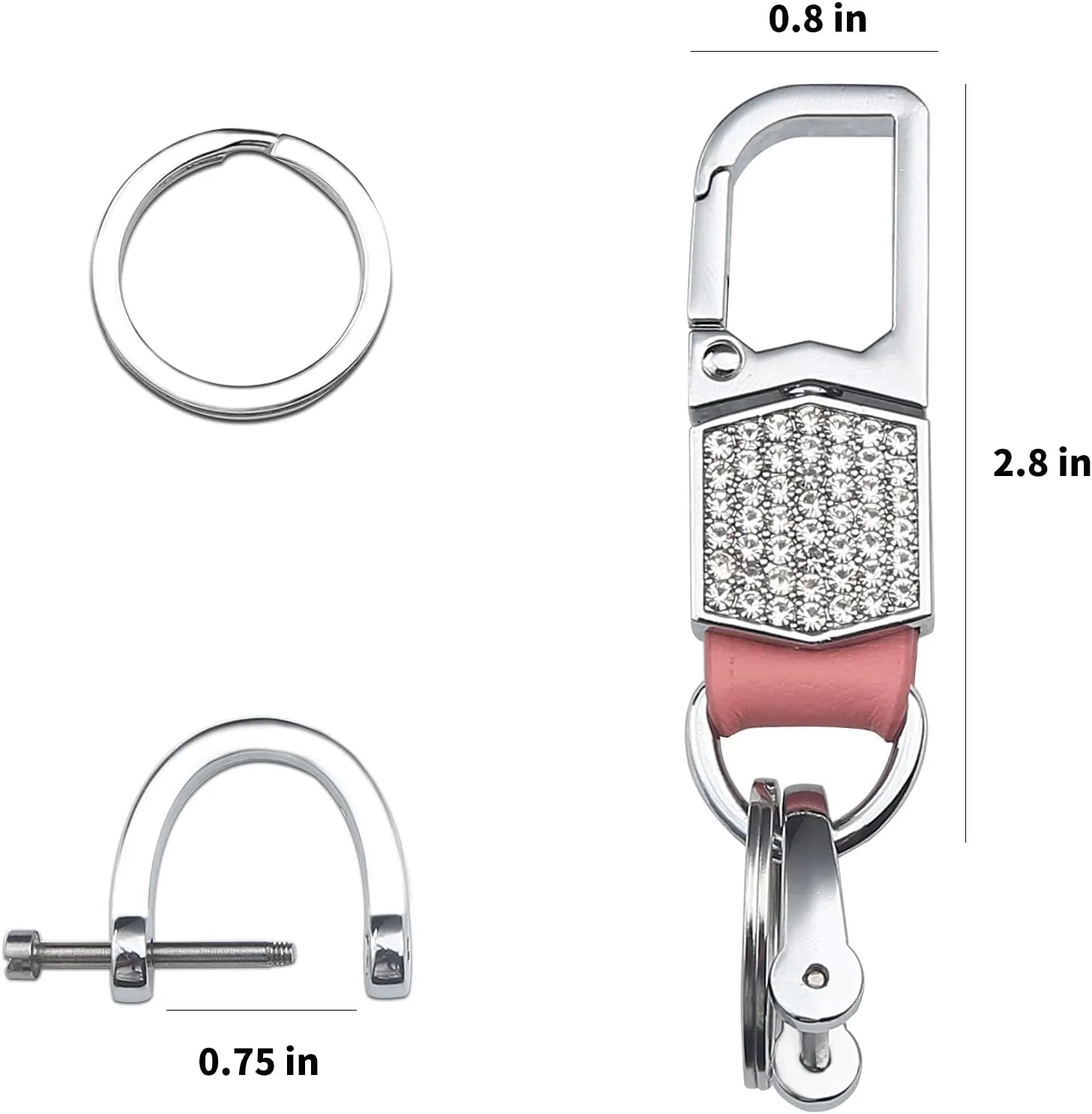 Key Chain Ring Clip Zircon Crystal shiny key hanger, Car keychain for men and women